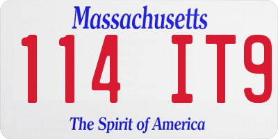 MA license plate 114IT9