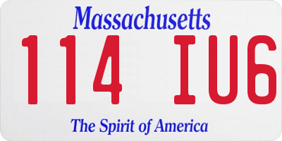 MA license plate 114IU6