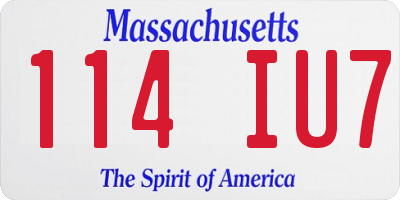MA license plate 114IU7