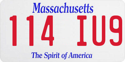 MA license plate 114IU9