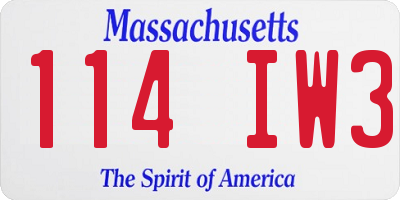 MA license plate 114IW3