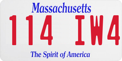 MA license plate 114IW4