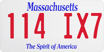 MA license plate 114IX7