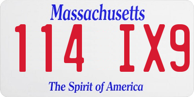 MA license plate 114IX9
