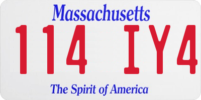 MA license plate 114IY4