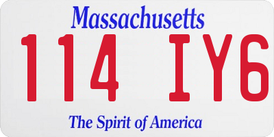 MA license plate 114IY6