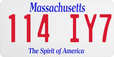 MA license plate 114IY7