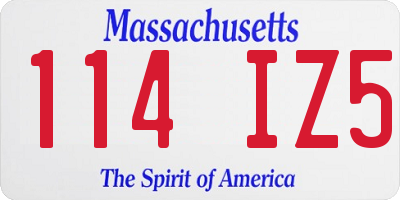 MA license plate 114IZ5
