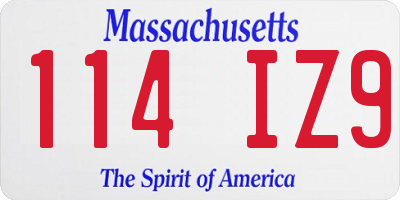 MA license plate 114IZ9