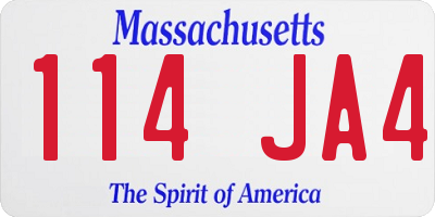 MA license plate 114JA4