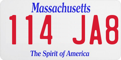 MA license plate 114JA8