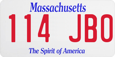 MA license plate 114JB0