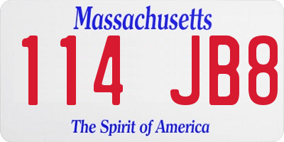 MA license plate 114JB8