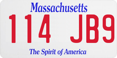 MA license plate 114JB9