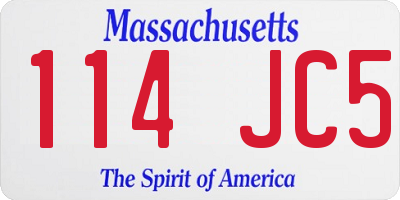 MA license plate 114JC5