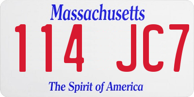 MA license plate 114JC7