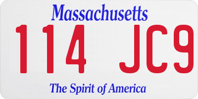 MA license plate 114JC9