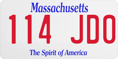 MA license plate 114JD0