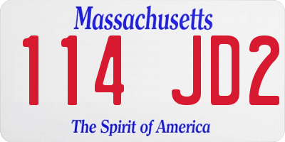 MA license plate 114JD2