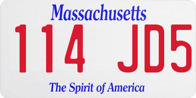 MA license plate 114JD5