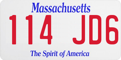 MA license plate 114JD6