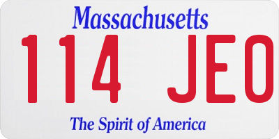 MA license plate 114JE0