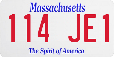 MA license plate 114JE1