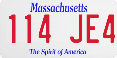 MA license plate 114JE4