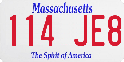MA license plate 114JE8