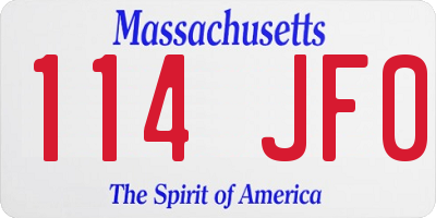 MA license plate 114JF0