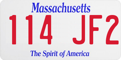 MA license plate 114JF2