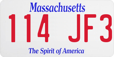 MA license plate 114JF3