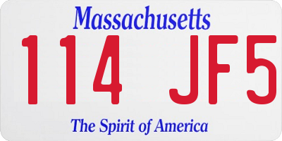 MA license plate 114JF5
