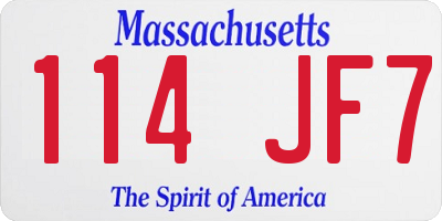 MA license plate 114JF7