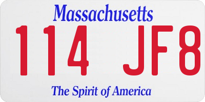 MA license plate 114JF8