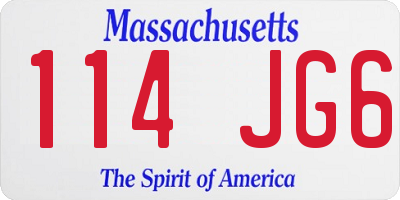 MA license plate 114JG6