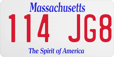 MA license plate 114JG8