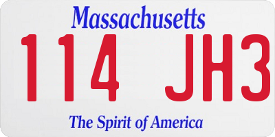 MA license plate 114JH3