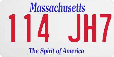 MA license plate 114JH7
