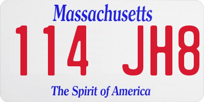 MA license plate 114JH8