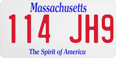 MA license plate 114JH9