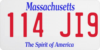 MA license plate 114JI9