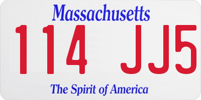 MA license plate 114JJ5