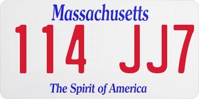MA license plate 114JJ7