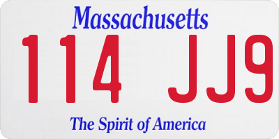MA license plate 114JJ9