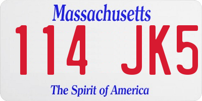 MA license plate 114JK5