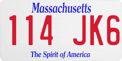 MA license plate 114JK6