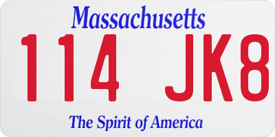 MA license plate 114JK8
