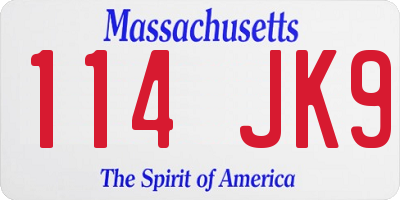 MA license plate 114JK9
