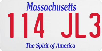 MA license plate 114JL3
